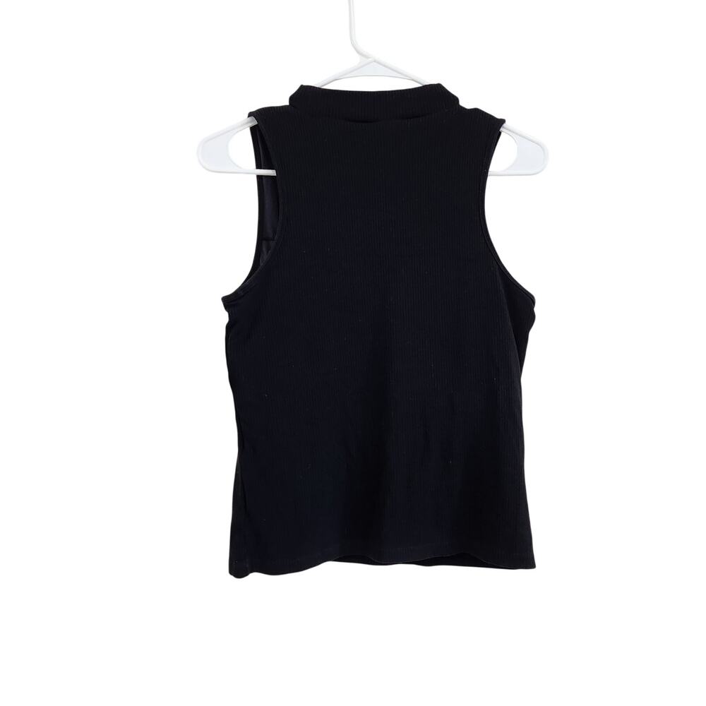 Klassy Network Black Sleeveless Knit Rib Mock Neck Tank Top Brami Shirt Size XL - Picture 4 of 5